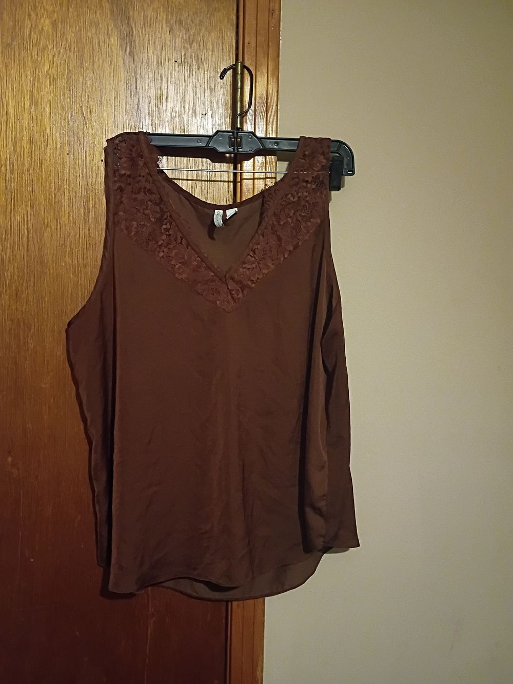 Cato Brown Lace Trim V-Neck Camisole